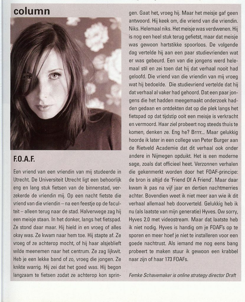 Column in Reclameweek, juni 2006