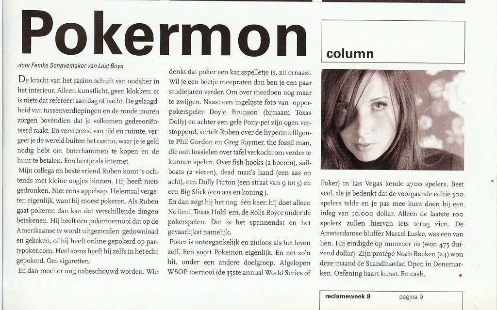 Column in Reclameweek, maart 2006